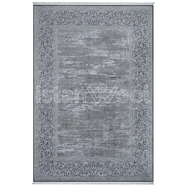 Alfombra Moderna Estilo Antigua, Gruesa, Pelo con Relieve, Color Gris. Colección Ortakoy