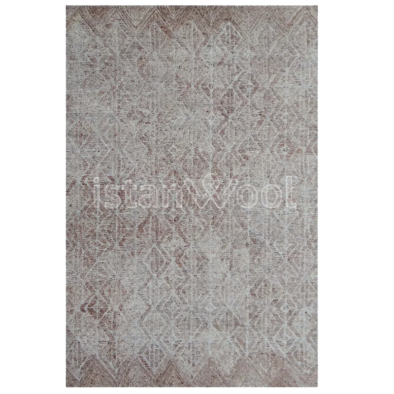 Alfombra Moderna Grande para Terraza Tipo Boucle, Color Café. Colección Tibet