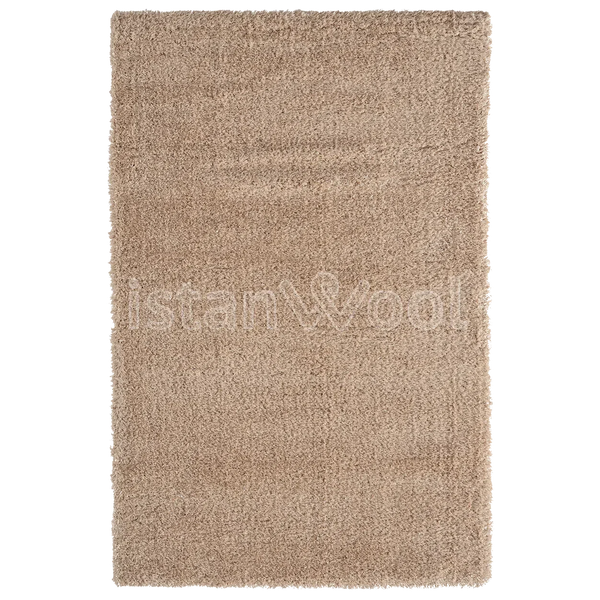 Alfombra Moderna Tipo Shaggy, Gruesa, Pelo Largo, Color Beige. Colección Shaggy.