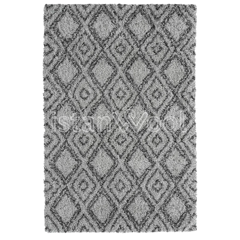 Alfombra Grande Moderna Tipo Shaggy, Gruesa, Pelo Largo, Color Gris. Colección Shaggy.