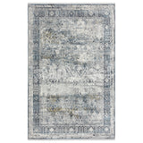 Alfombra Grande Moderna con Diseño Antiguo, Gruesa, Pelo con Relieve, Color Gris con Azul. Colección Ulus.