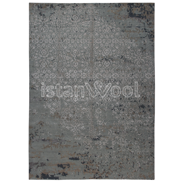 Alfombra Grande Moderna, Gruesa, Pelo con Relieve, Color Negro con Gris.  Colección Everest