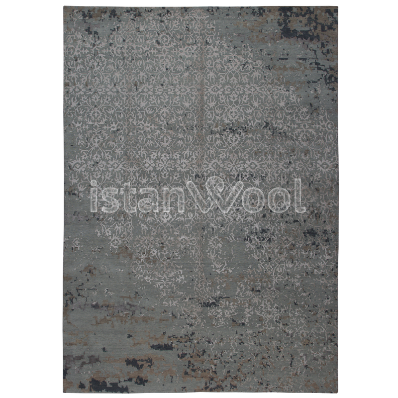 Alfombra Grande Moderna, Gruesa, Pelo con Relieve, Color Negro con Gris.  Colección Everest