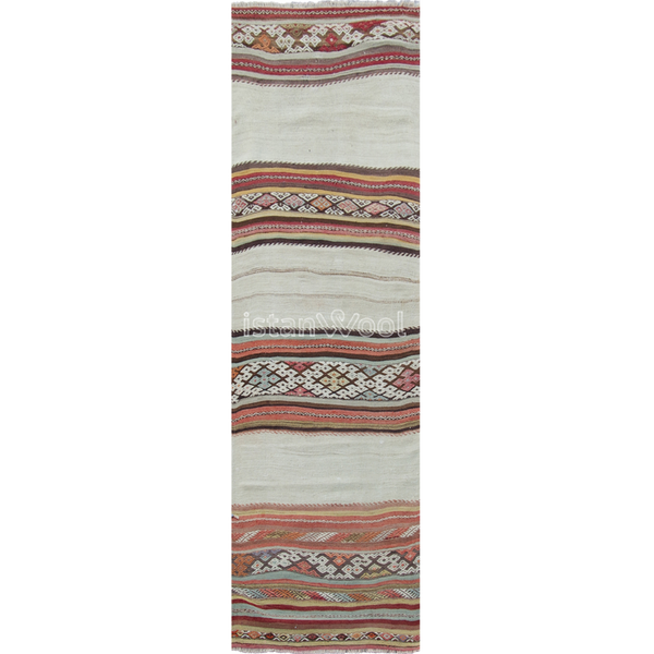 Alfombra Antigua de Lana, Color Blanco. Colección Antigua