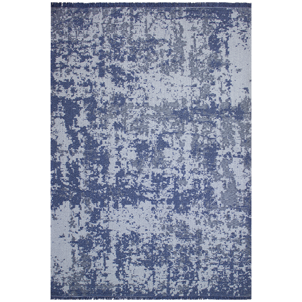 Alfombra Moderna, Pelo Corto. Color Azul con Gris. Colección Goztepe