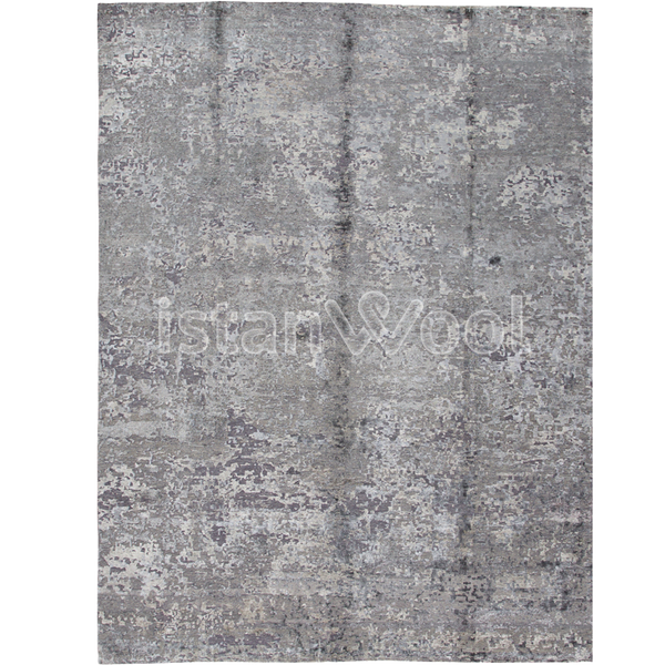 Alfombra Grande Moderna, Gruesa, Pelo con Relieve, Color Gris.  Colección Everest