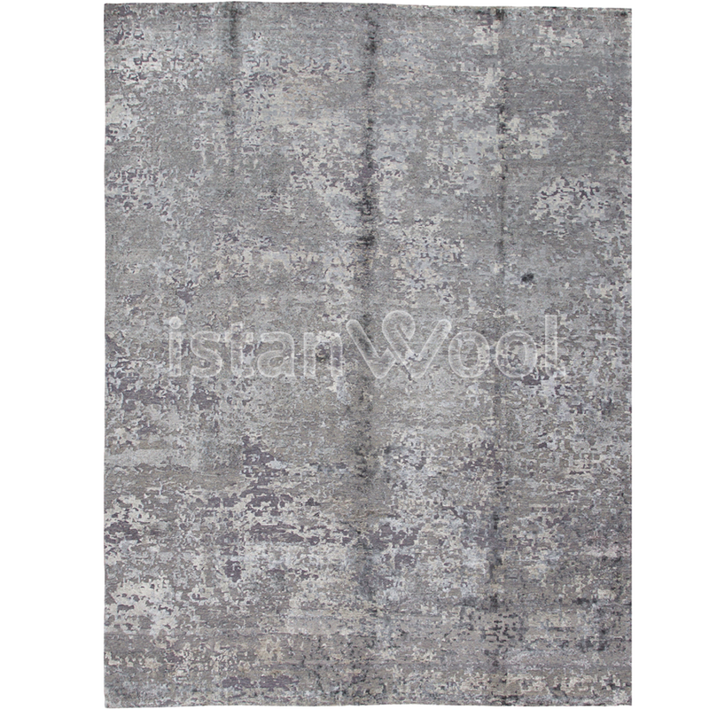 Alfombra Grande Moderna, Gruesa, Pelo con Relieve, Color Gris.  Colección Everest