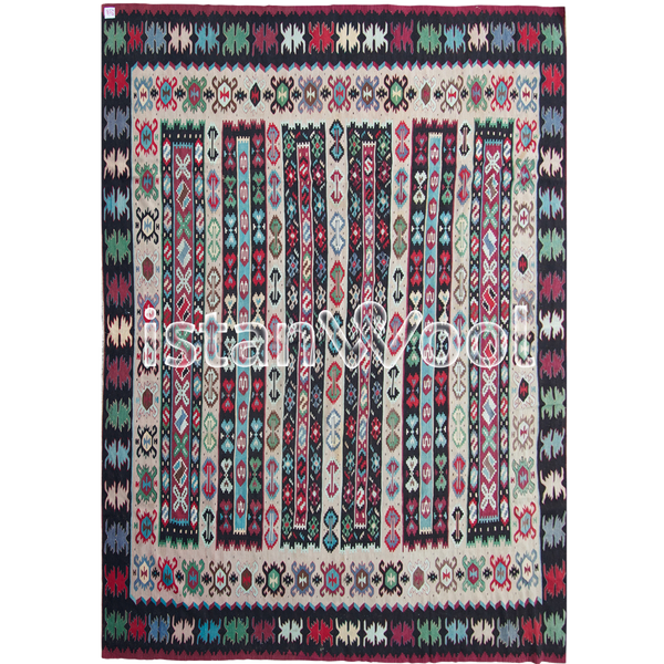Alfombra Antigua de Lana, Color Multicolor. Colección Antigua