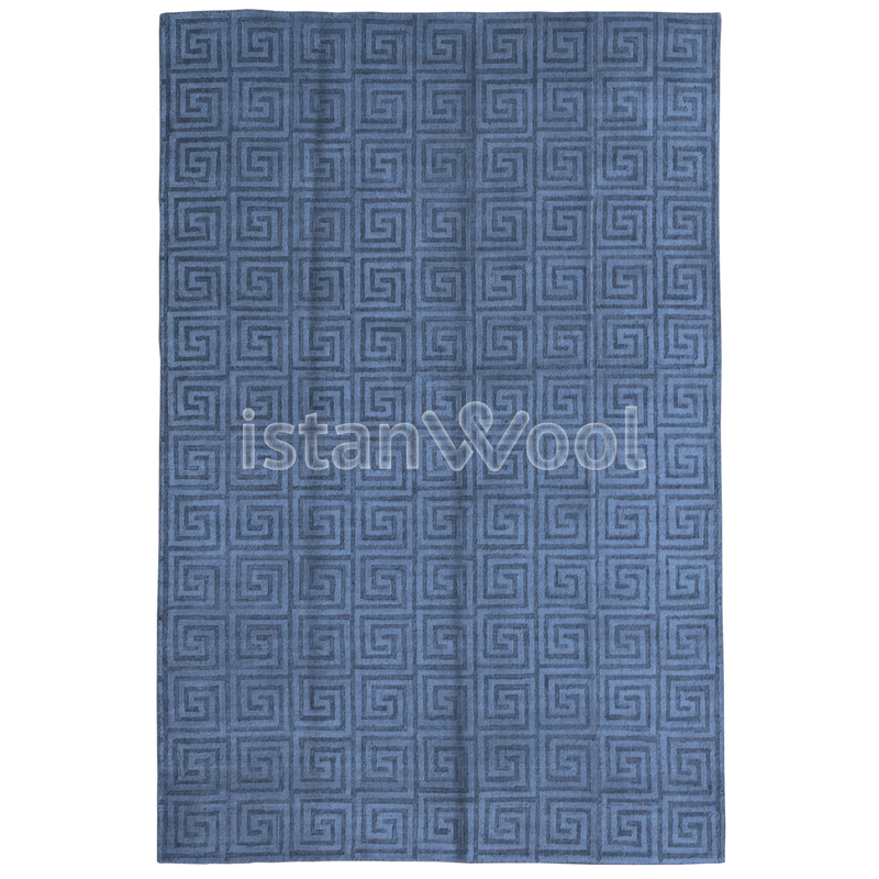 Alfombra Grande Moderna Premium, Gruesa, Pelo con Relieve, Color Azul. Colección Kathmandu.