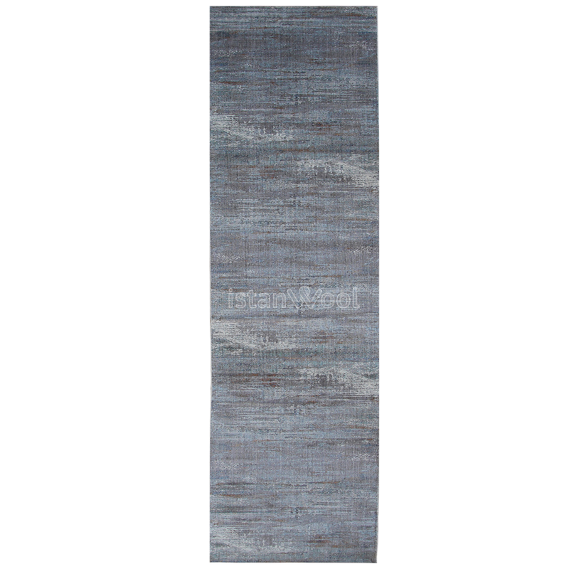 Alfombra Moderna, Gruesa,  Pelo con Relieve, Color Azul con Café. Colección Riva.