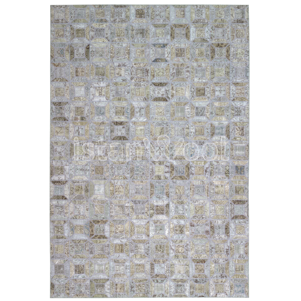 Alfombra Patchwork de Lana, Hecha a Mano, Gruesa, Color Café . Colección Kadikoy.