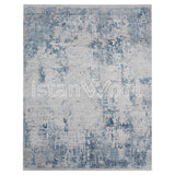 Alfombra Grande Moderna, Gruesa, Pelo con Relieve, Azul con Blanco. Colección Ulus