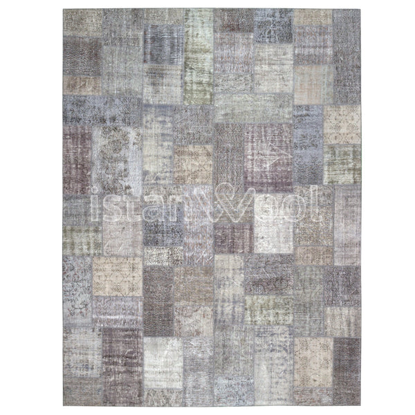 Alfombra Patchwork de Lana Hecha a Mano, color Multicolor. Colección Kadikoy.