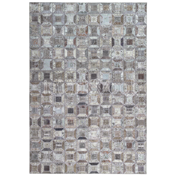 Alfombra Patchwork de Lana Hecha a Mano, color Café. Colección Kadikoy.