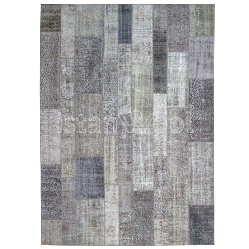 Alfombra Patchwork de Lana Hecha a Mano, color Multicolor. Colección Kadikoy.