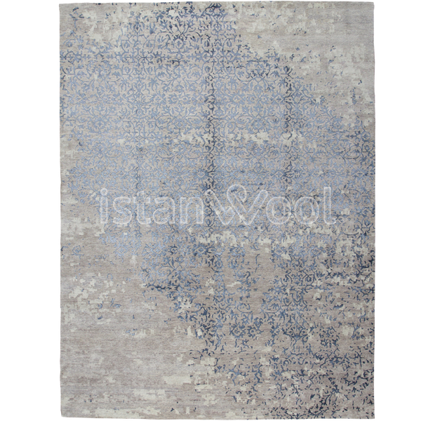 Alfombra Grande Moderna, Gruesa, Pelo con Relieve, Color gris con beige.  Colección Everest