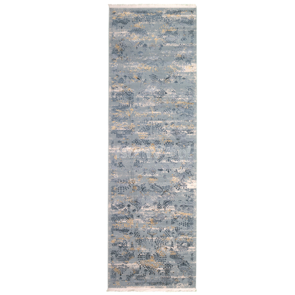 Alfombra Moderna con Diseño, Gruesa, Pelo con Relieve, Color Azul con Amarillo. Colección Ulus.