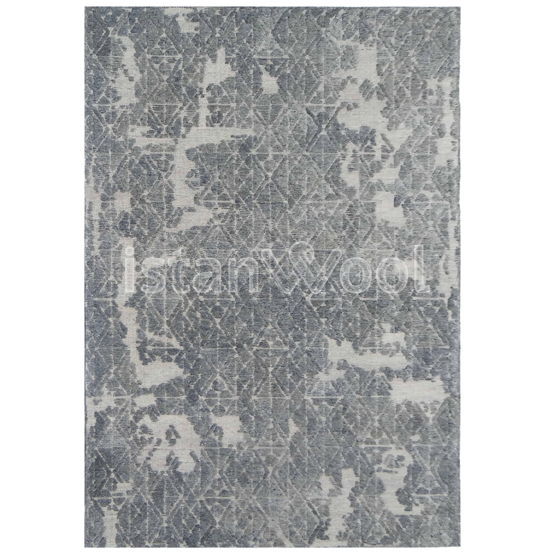 Alfombra Grande tipo Boucle, Gruesa, Pelo con Relieve, Color Gris. Colección Tibet.