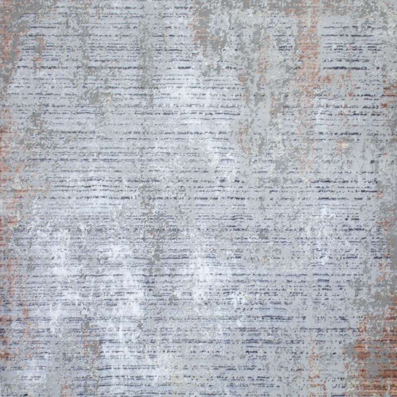Alfombra Moderna Pelo Corto, Gris con Naranja. Colección Ortakoy