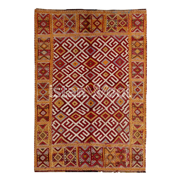 Alfombra Antigua de Lana, Color Naranja con Rojo. Colección Antigua