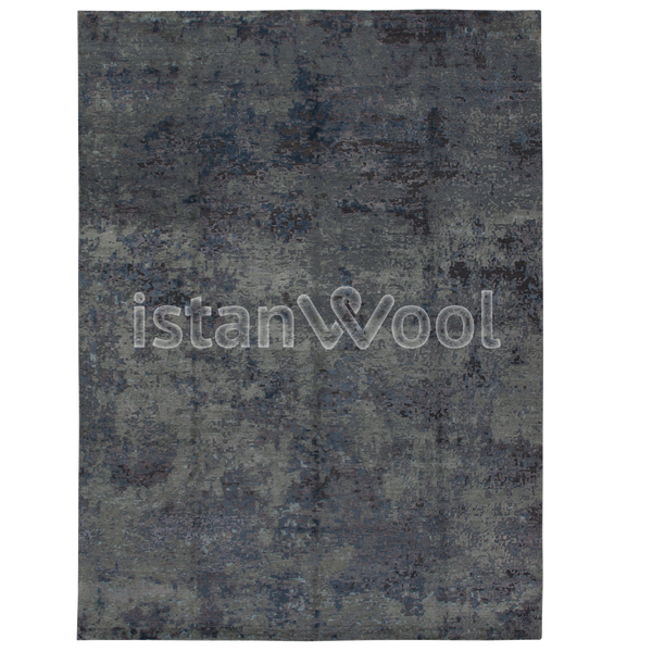 Alfombra Grande Moderna, Gruesa, Pelo con Relieve, Color Negro. Colección Everest