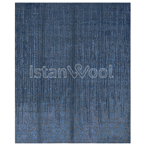 Alfombra Grande Moderna, Gruesa, Pelo con Relieve, Color Azul. Colección Everest
