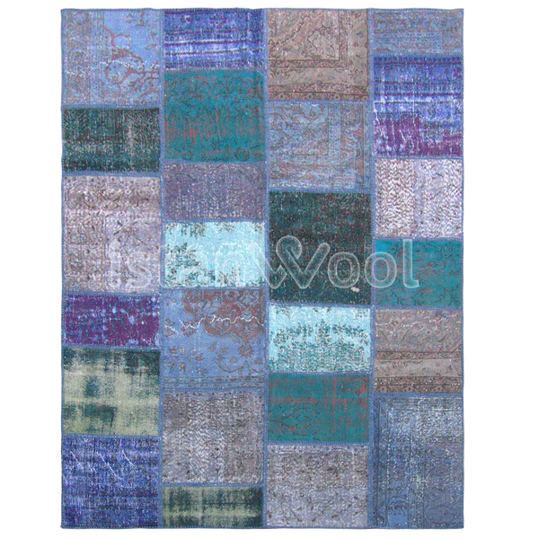 Alfombra grande Patchwork de Lana Hecha a Mano, Multicolor. Colección Kadikoy.