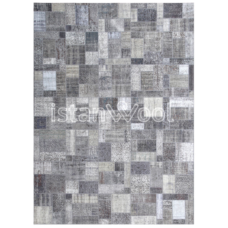 Alfombra Patchwork de Lana, Hecha a Mano, Gruesa, Multicolor. Colección Kadikoy.