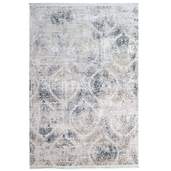 Alfombra Grande Moderna, Gruesa, Pelo con Relieve, Beige y Gris. Colección Ulus.