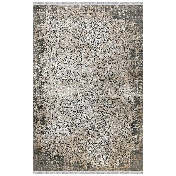 Alfombra Moderna Estilo Antiguo, Gruesa, Pelo con Relieve, Color Café. Colección Ortakoy