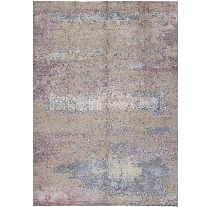 Alfombra Grande Moderna, Gruesa, Pelo con Relieve, Color Beige.  Colección Everest