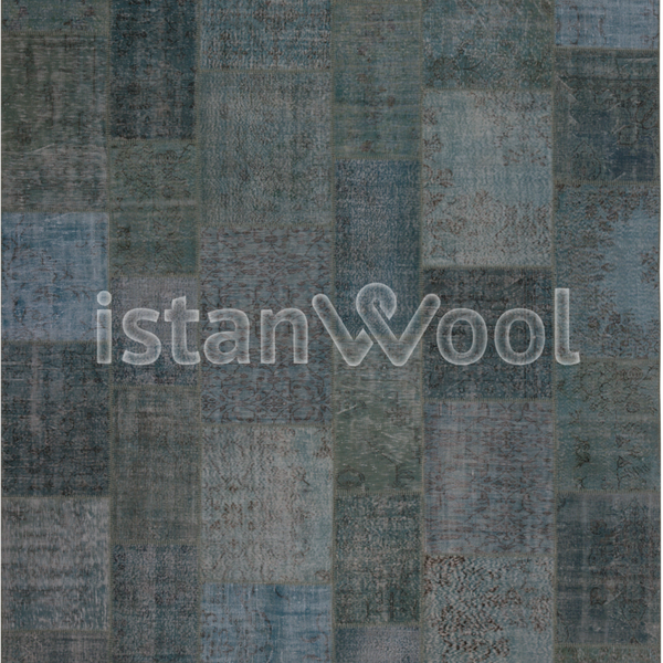 Alfombra grande Patchwork de Lana Hecha a Mano, Color Gris. Colección Kadikoy.