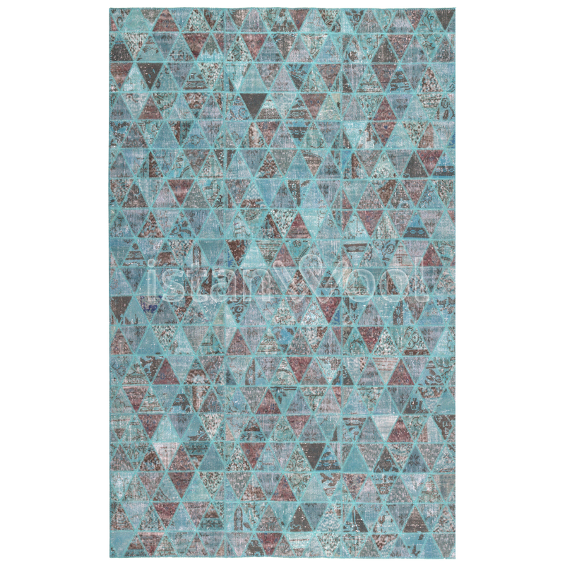 Alfombra Patchwork de Lana, Hecha a Mano, Gruesa, Color  Calipso. Colección Kadikoy.