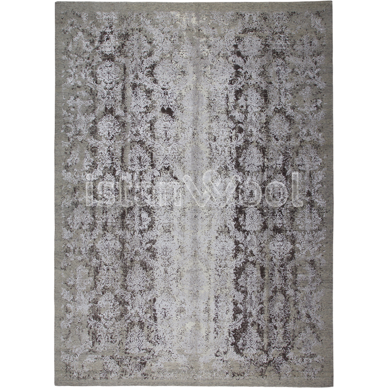Alfombra Grande Moderna, Gruesa, Pelo con Relieve, Color gris con café.  Colección Everest