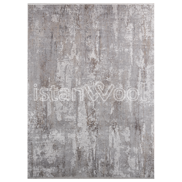 Alfombra Grande Moderna, Gruesa, Pelo con Relieve, Color Gris con Café. Colección Bebek.