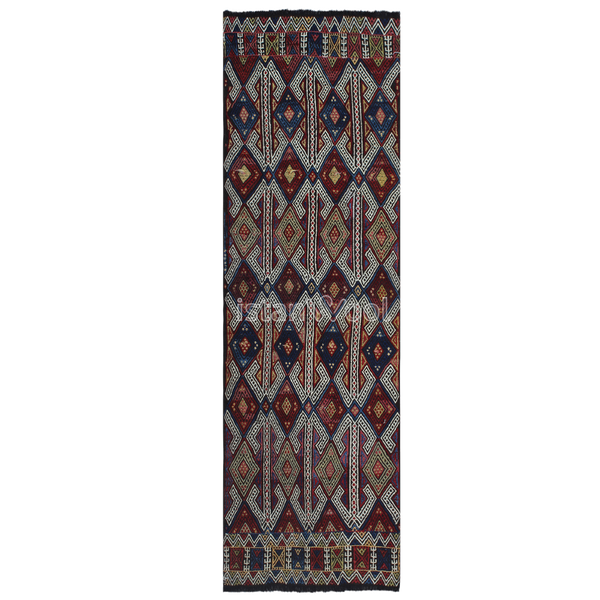 Alfombra Antigua de Lana, Color Azul y Rojo. Colección Antigua