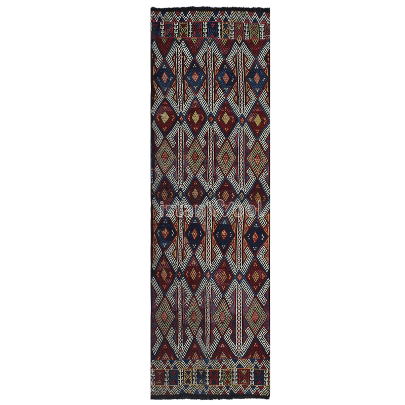 Alfombra Antigua de Lana, Color Azul y Rojo. Colección Antigua