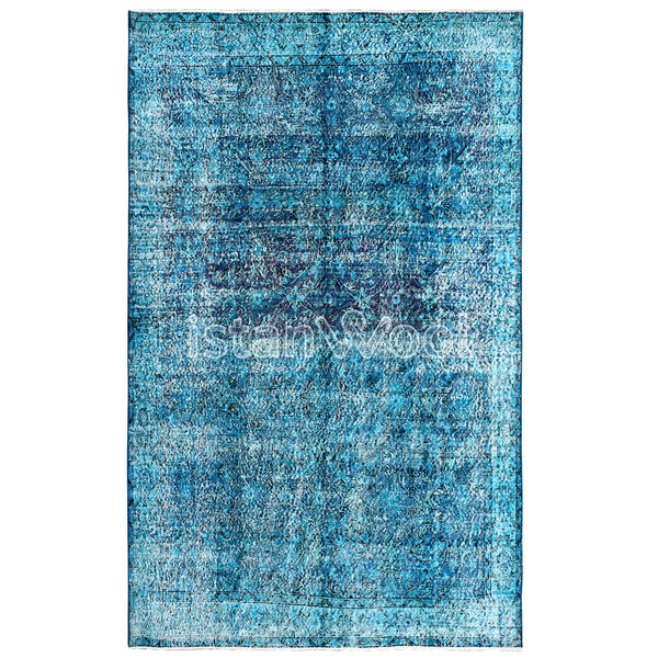 Alfombra Vintage de Lana Hecha a Mano con Nudos, Color Calipso. Colección Kalamis