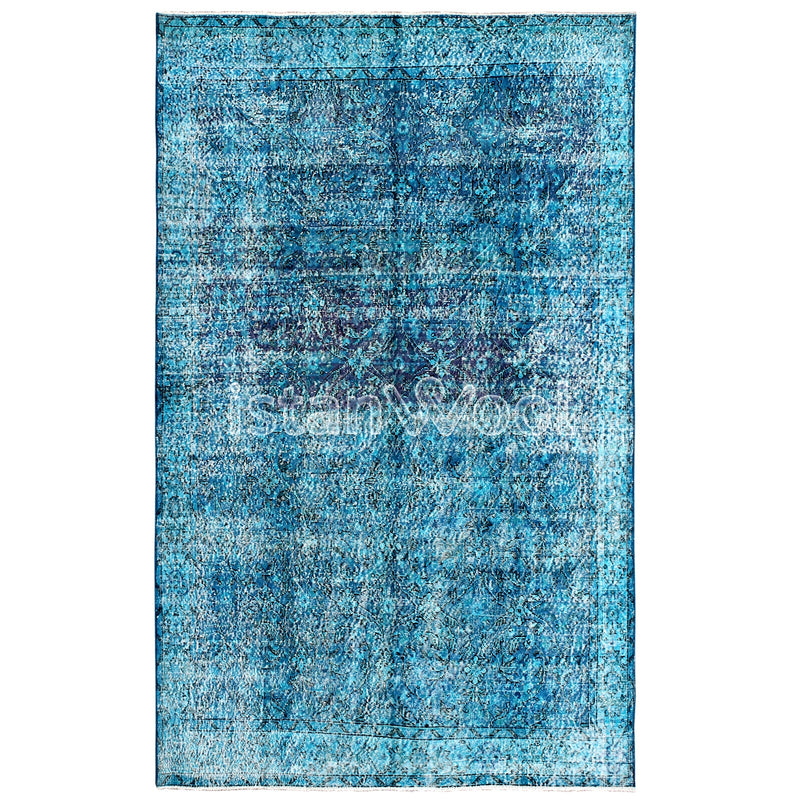 Alfombra Vintage de Lana Hecha a Mano con Nudos, Color Calipso. Colección Kalamis