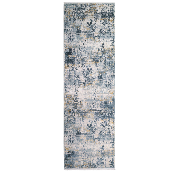 Alfombra Grande Moderna con Diseño, Gruesa, Pelo con Relieve, Color Azul con Amarillo. Colección Ulus.