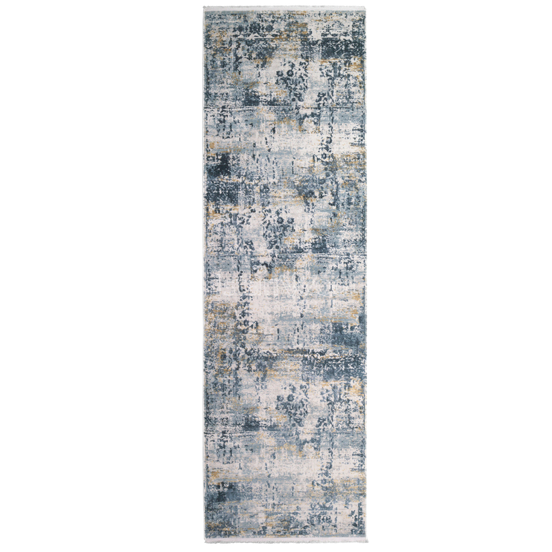 Alfombra Grande Moderna con Diseño, Gruesa, Pelo con Relieve, Color Azul con Amarillo. Colección Ulus.