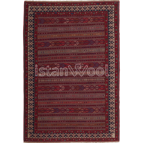 Alfombra Antigua de Lana, Color Rojo. Colección Antigua