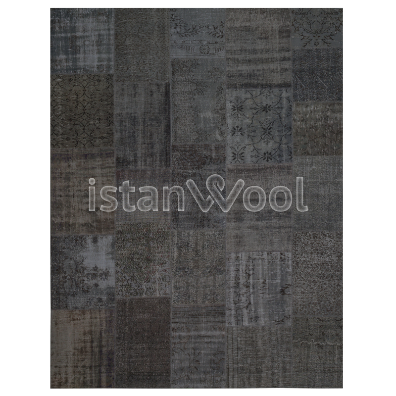 Alfombra Patchwork Pelo Corto, Negro. Colección Kadıkoy.
