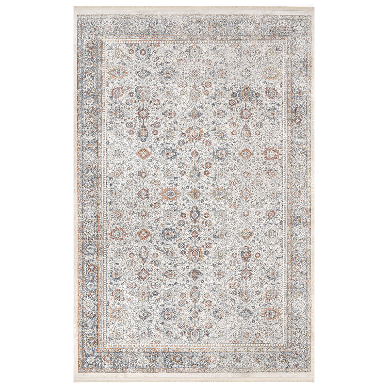 Alfombra Grande Moderna con Diseño Antiguo, Gruesa, Pelo con Relieve, Color Beige con Café. Colección Ulus.