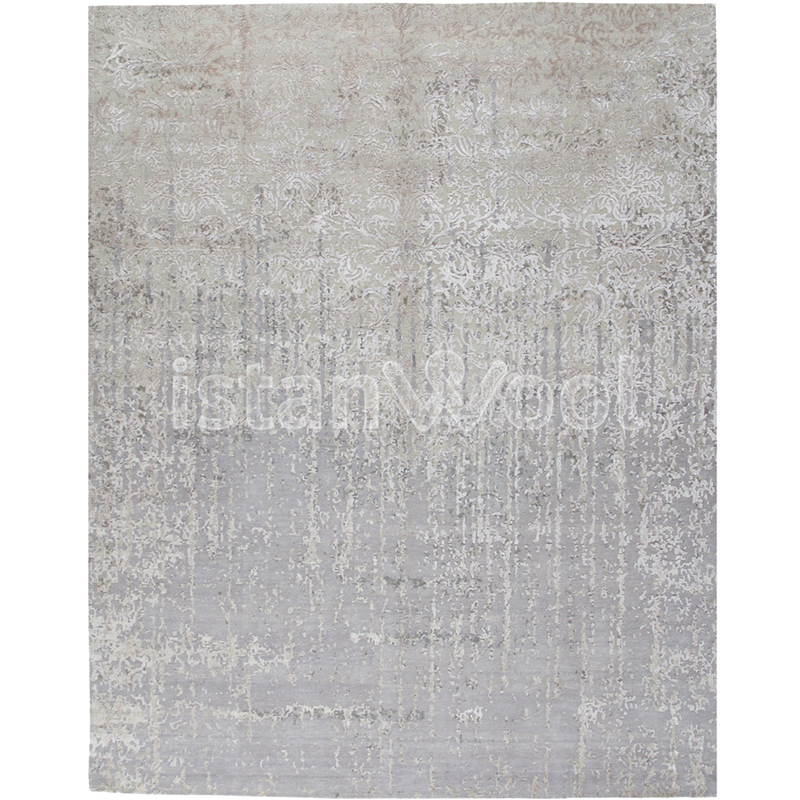 Alfombra Grande Moderna, Gruesa, Pelo con Relieve, Color Gris.  Colección Everest