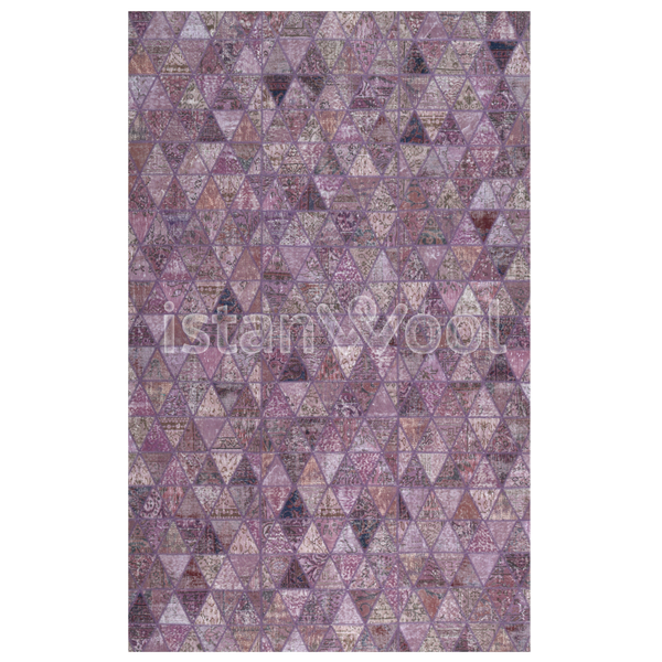 Alfombra Patchwork de Lana Hecha a Mano, color Morado. Colección Kadikoy.