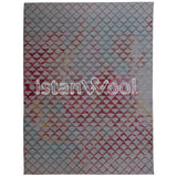 Alfombra Grande Moderna con Diseño, Pelo Corto. Celeste con Rojo. Colección Sirkeci