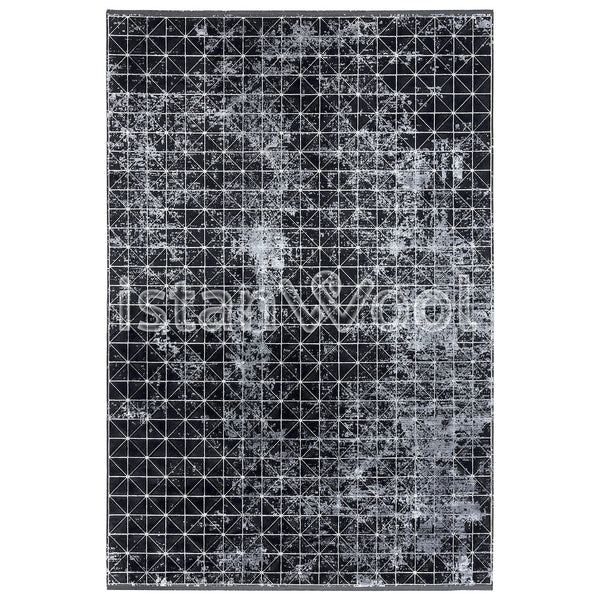 Alfombra Grande Moderna Premium Gruesa, Pelo con Relieve, Color Negro. Colección Bebek.
