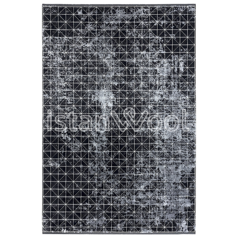Alfombra Grande Moderna Premium Gruesa, Pelo con Relieve, Color Negro. Colección Bebek.