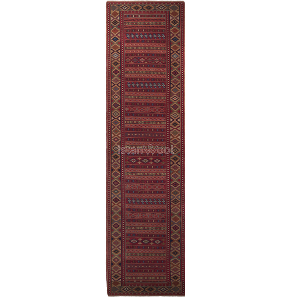 Alfombra Antigua de Lana, Color Naranja con Rojo. Colección Antigua